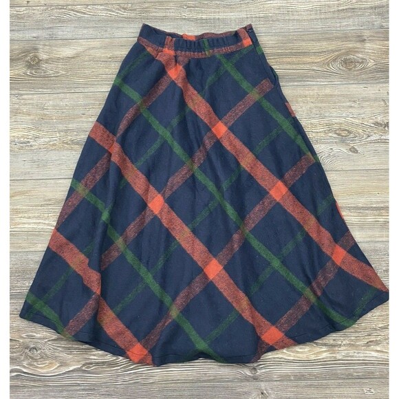 Tanming Skirt XS Fleece Multicolor Plaid Wool Blend Dark Academia Scottish NWT - Picture 3 of 10